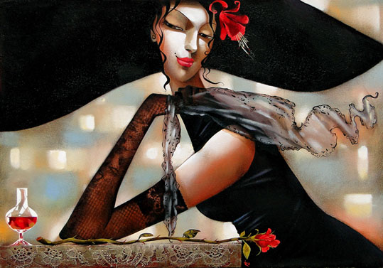 Ira Tsantekidou: Fleur Rouge, 70x100Цl auf Leinwand