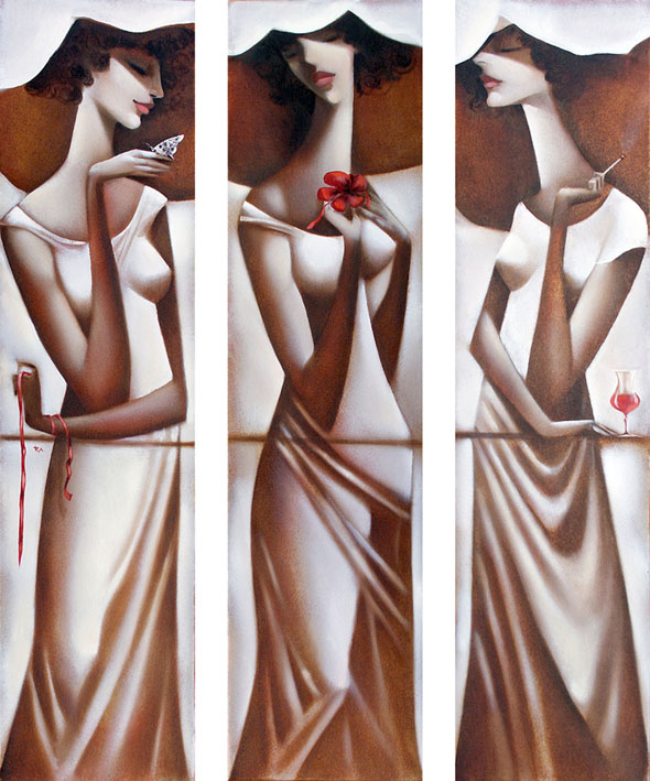 Ira Tsantekidou: Balkon in Cannes, je 120x30Цl auf Leinwand