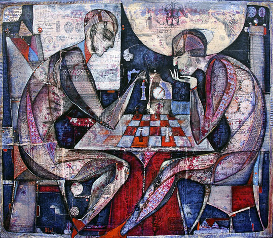 Wlad Safronow: Schachspiel, 70x80l auf Leinwand