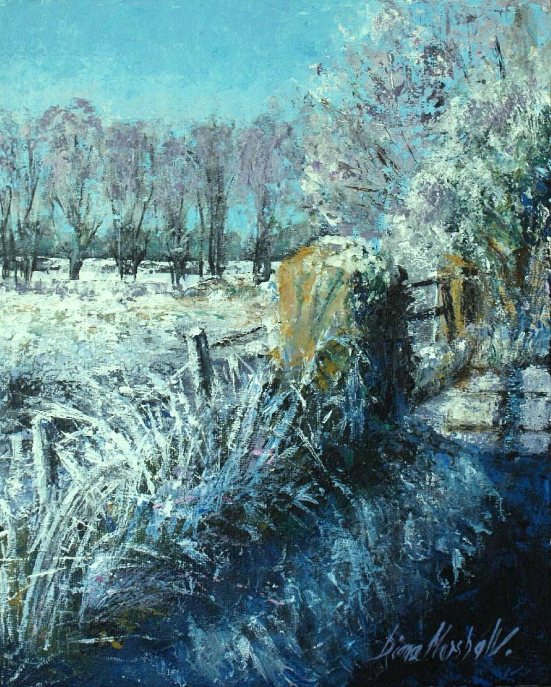 DIANA MARSHALL: Erste Frost20.3 x 25.4 cms acrylfarbe auf Malplatte