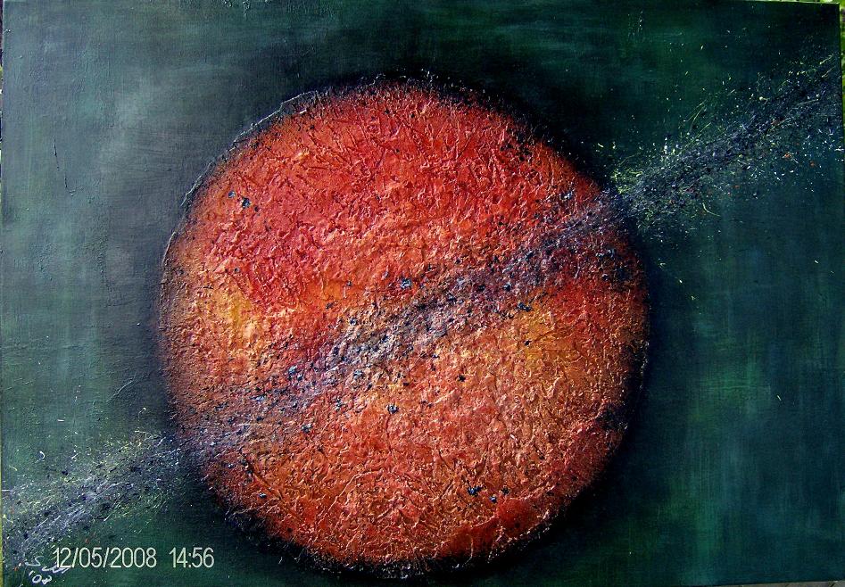 Manfred Schroerlücke: Groer Ringplanet 70 x 100 cm