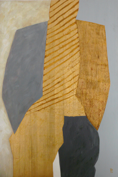 Barbara Jakubowska-Brozek: Form 20080101Acrylmalerei mit Schlagaluminium,  134 x 92 cm