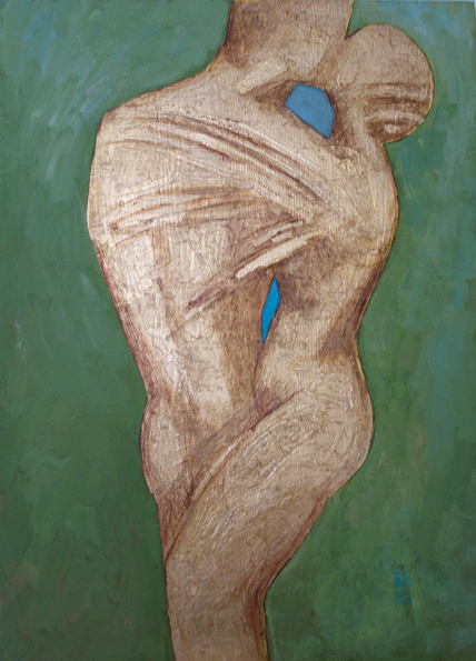 Barbara Jakubowska-Brozek: Form 20061201Acrylmalerei mit Schlagaluminium, 66 x 48 cm