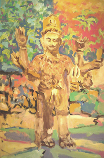 Roland Schmidt: BodhisattvaGouache auf Graupappe