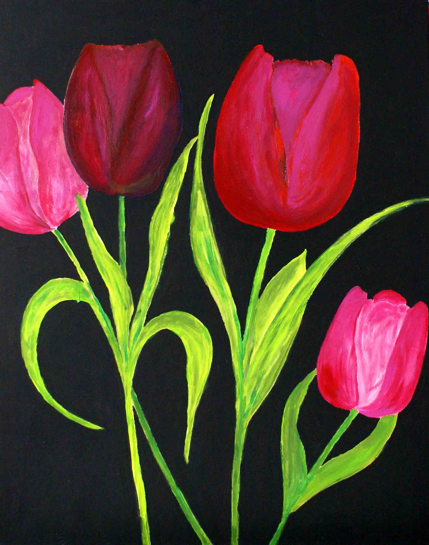 Angela_ Böckmann-Hannibal: Tulpen IIAcryl auf Leinwand 80 x 100 cm