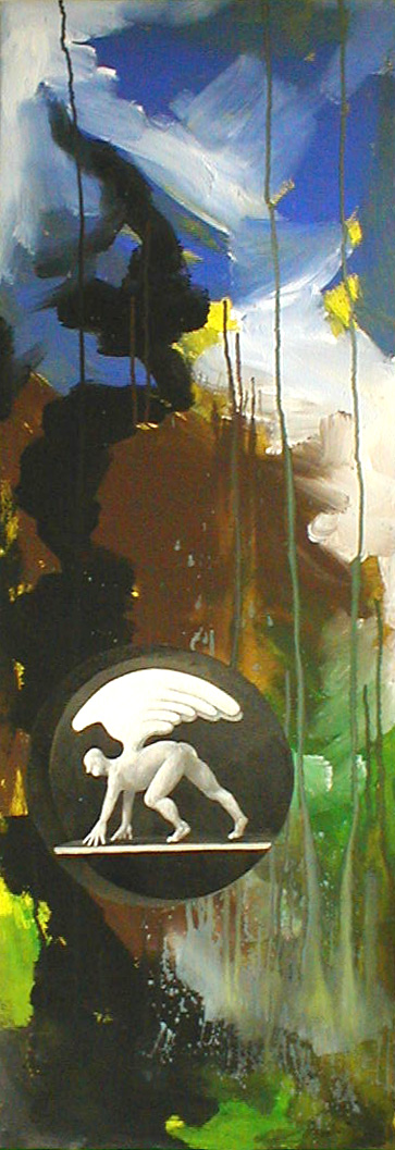 Peter Trautner: IkarussprintAcryl auf Leinwand, 140 x 50 cm, 