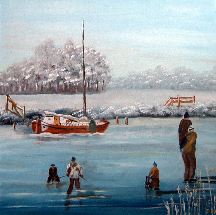 Geert Winkel: Winterfest 2010Landschaft acryl 50x50cm auf linnen