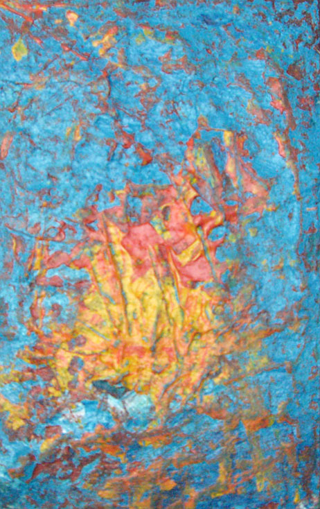 Ana de_Medeiros: Sonnezerschmelzung2008 La chambre des couleurs (Intermezzo) 15 X 24 X 2 cm, Acryl auf Leinwand, Copyright  2010 Ana de Medeiros