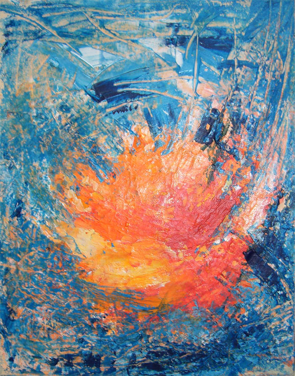 Ana de_Medeiros: Tete en Flames 2008 La chambre des couleurs (Intermezzo), Acryl und Strukturpaste auf Leinwand, Copyright  2010 Ana de Medeiros 