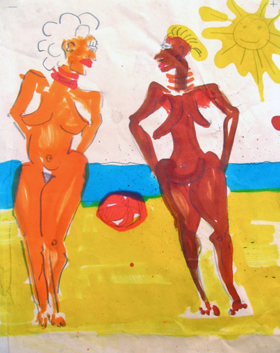 Thiemo_ Halbig: ON THE BEACH XIMIXED MEDIA 30 X 40 CM