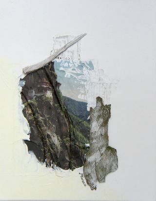 Martina Karl: Eremitage, 50 x 40 cm Acryl, Naturmaterialien auf Leinwand