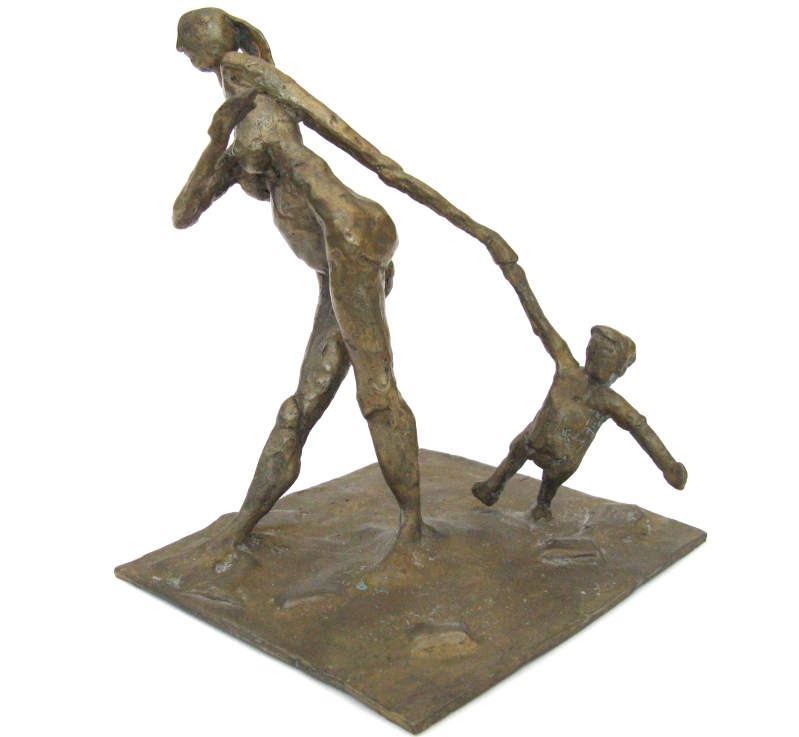 a Rehder: Mutter und Kind - hell patiniert (seitlich)Bronze