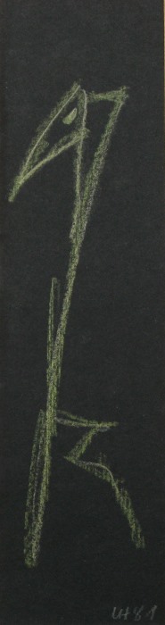 Uwe Holstein: ME 1Zeichnung auf schwarzem Karton, 1981