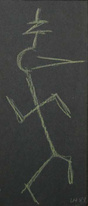 Uwe Holstein: ME 2Zeichnung auf schwarzem Karton, 1981