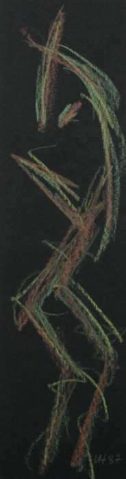 Uwe Holstein: Maxe abstraktZeichnung auf schwarzem Karton, 1987