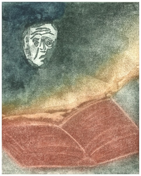 a Rehder: GesichtFarbradierung zu einem Gedicht von Hermann Hesse