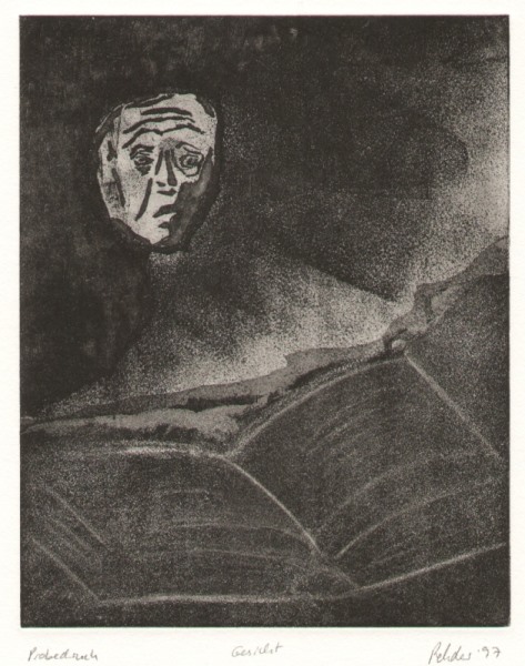 a Rehder: Gesicht (s/w 1997)Radierung zu einem Gedicht von Hermann Hesse