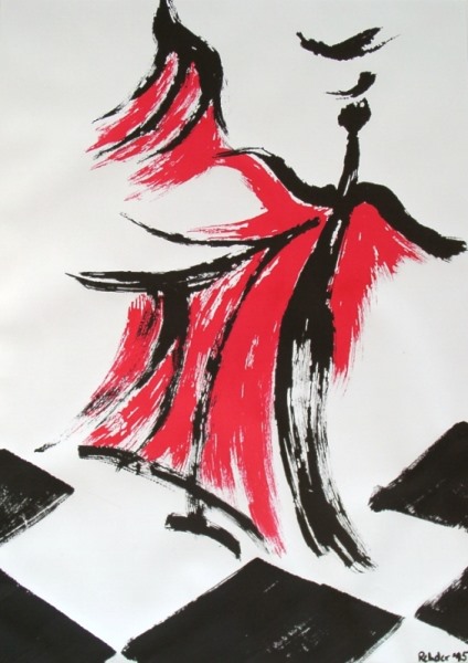 a Rehder: red dancer chessSerigrafie und Acrylmalerei