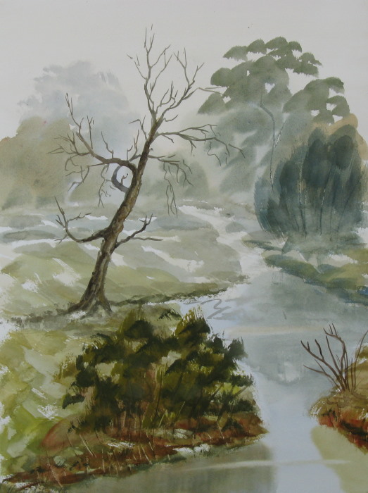 a Aabeck-Ackermann: Landschaft  Aquarell 664Landschaft  Aquarell, 2009, 30 x 40 cm