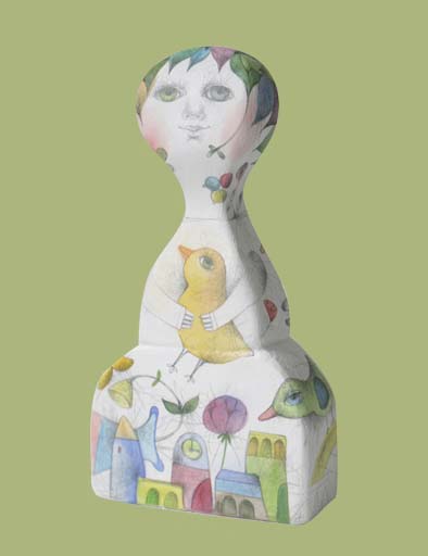 Natalja Lebsak: Figurine Dame  Holz, bemalt 30x16cm