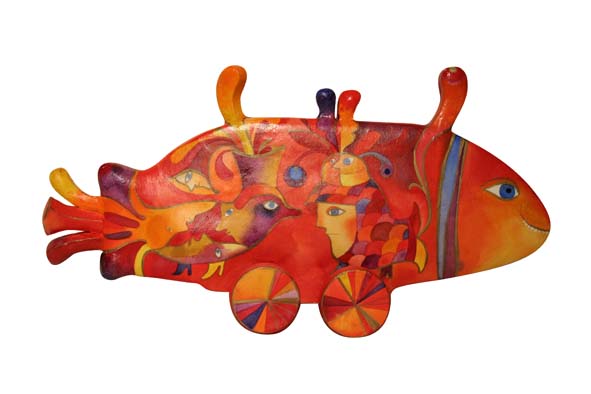 Natalja Lebsak:  Fisch Holz, bemalt 40x28cm