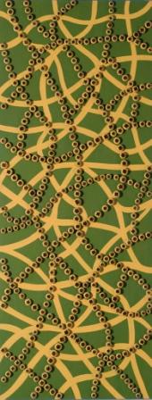 Betty Kahmann: VerbandelungenAcrylbild auf MDF-Platte mit Früchte des Eukalyptus 50x100