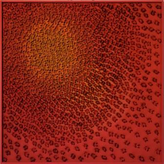 Betty Kahmann: FeuerballAcrylbild mit Früchte der Buche 90x90