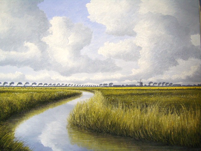 Lothar Strübbe: Ostfriesland lgemlde auf Keilrahmen-Leinen,30x40cm.