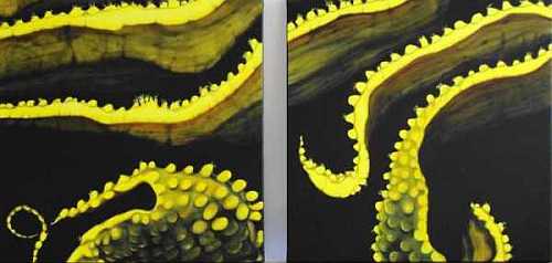 Ursula Zons: Meerfarben2010,  Acryl auf Leinwand,  80 x 168 cm