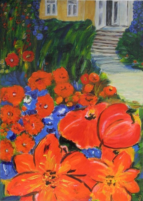 Gerda Pinck: 40 - Sommergarten - Acryl auf Leinwand - 70x50x4 cmleuchtende Farben