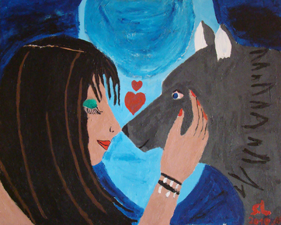 Sarah Leverenz: Wolf MdchenWolf Mdchen Acryl auf Leinwand 50 X 40