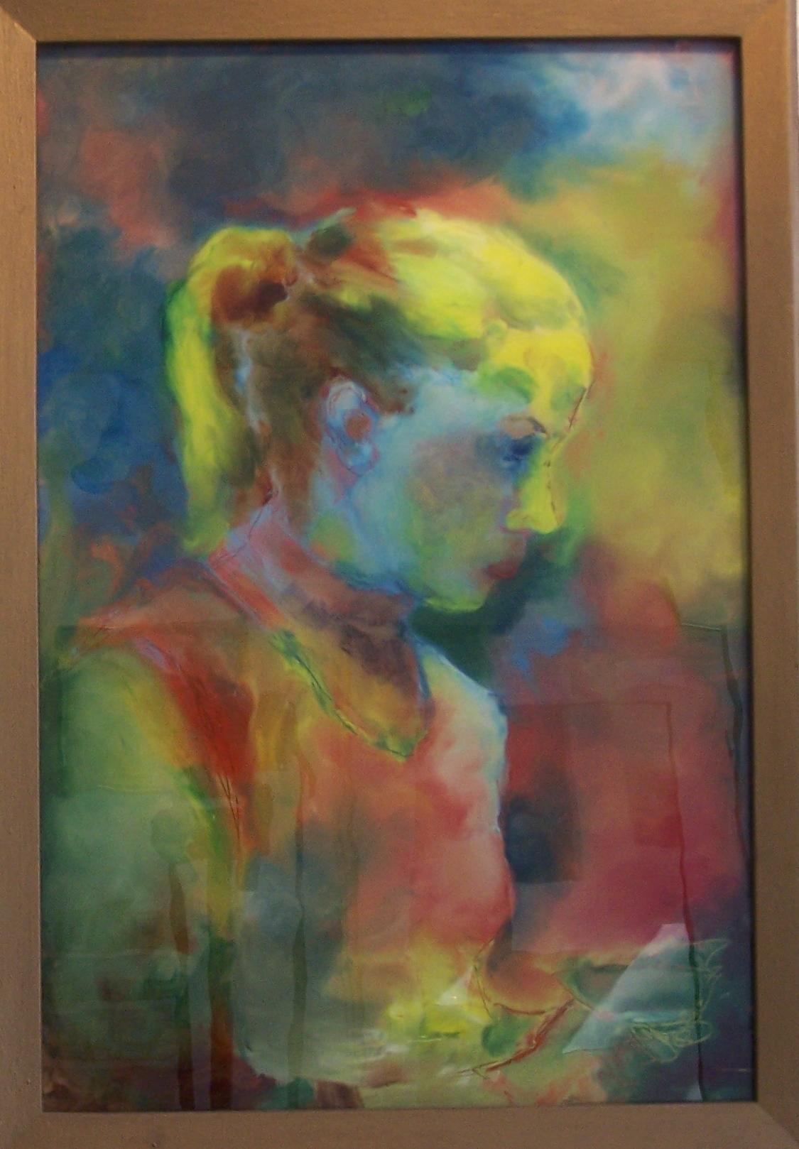 Brigitte Mauch: BrigitteHinterglasmalerei von Margret Hofheinz-Dring (1910 - 1994). Entstanden ist das Bild 1956 und hat die Gre 31 x 46 cm. Die Werksverzeichnis-Nummer lautet 340.