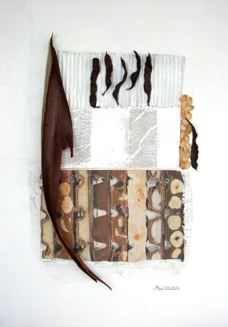 Martina Karl: Schokoblues, 70 x 50 cmAcryl, Naturmaterialien auf Leinwand