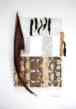 Martina Karl: Schokoblues, 70 x 50 cmAcryl, Naturmaterialien auf Leinwand