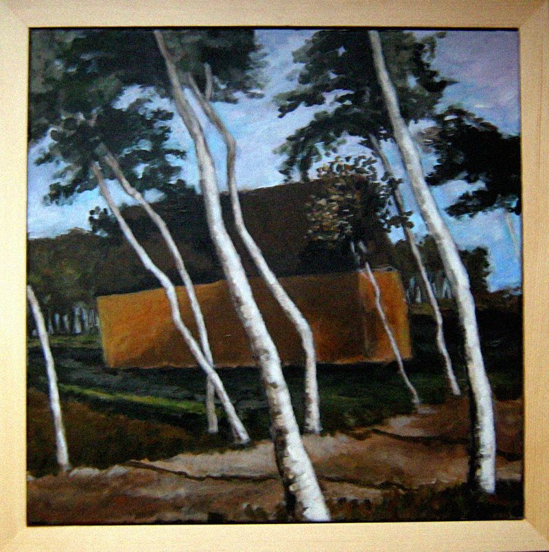 Kerstin Seifarth: o.t. (2010)Inspiriert von einem der seltenen Landschaftsbilder P.Modersohn Beckers, Acryl auf Leinwand 60 x 60 cm, Mit Naturholzrahmen hell 64 x 64 cm