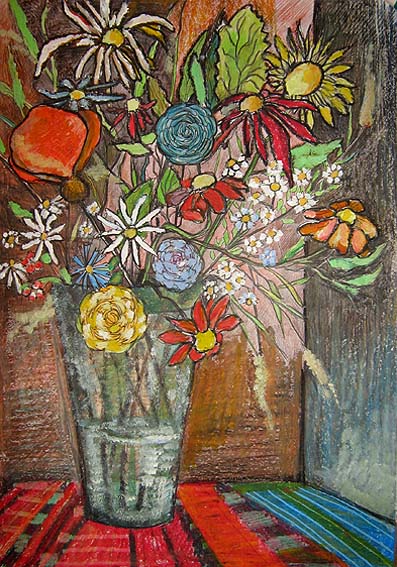 Kerstin Seifarth: Wilde Blumen (2010)Buntstift,lpastell & Fineliner auf Zeichenkarton 35 x 50,5 cm