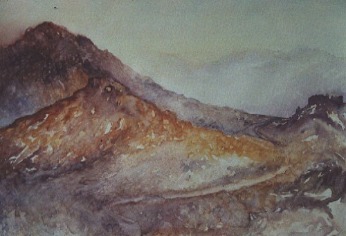 Hans-Joachim Kanitz: Andalusische Wuestenlandschaft Aquarell auf Karton 300g/qm 50 x 65 cm