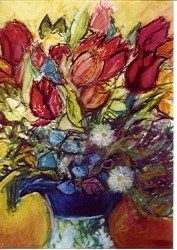 Hans-Joachim Kanitz: Tulpen Pastell auf Karton 125 g/qm 59 x 42cm