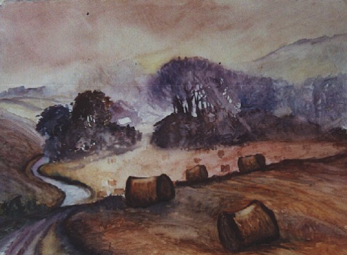 Hans-Joachim Kanitz: Sommermorgen in Th?ringenHolzdorf bei Weimar Aquarell auf Karton 300g/qm 50 x 65 cm