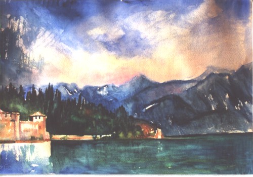 Hans-Joachim Kanitz: Am GardaseeSirmione am Gardasee  Aquarell auf Karton 300g/qm 42 x 60 cm