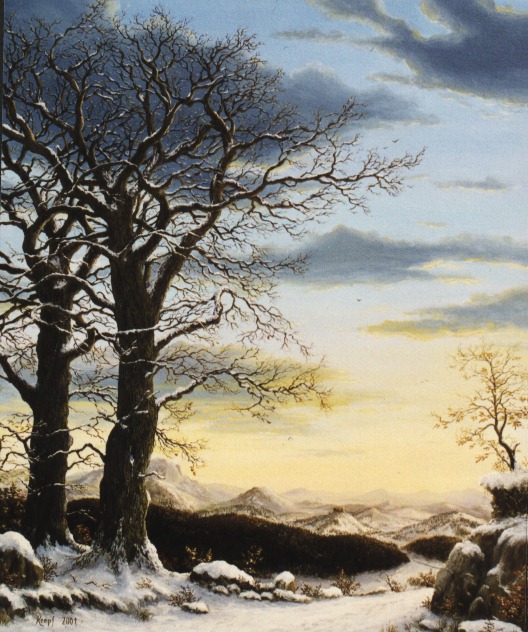 Peter Kempf: Winterlandschaft,Oel auf Leinwand, 60 x 50 cm