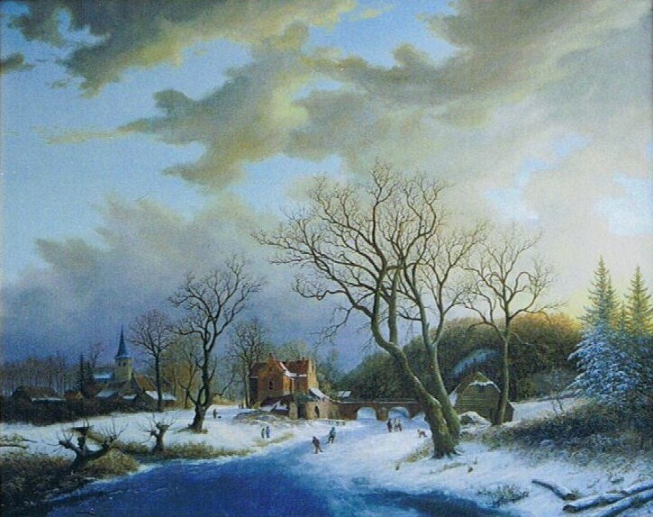 Peter Kempf: Winterlandschaft,Oel auf Leinwand, 80 x 100 cm