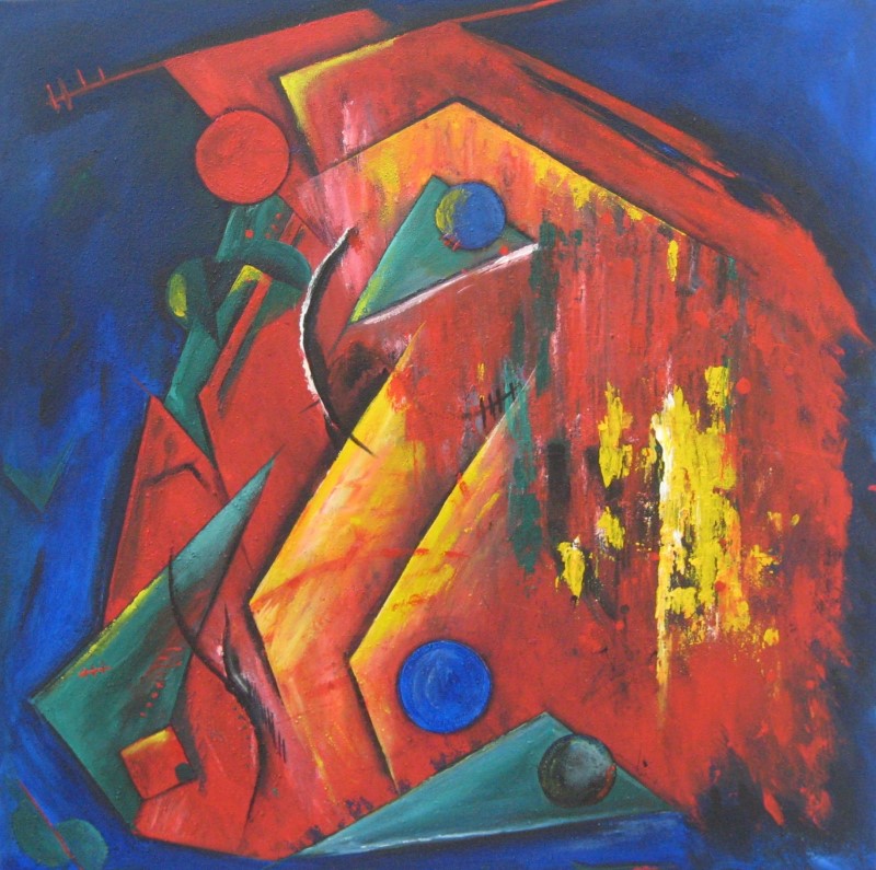 Grete Straub: Der rote Mond, 80 x 80 cmAcryl auf Leinwand