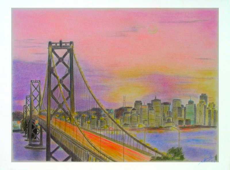 Claudia Sottner: San Francisco SkylineFarbsitft, Pastell, 62 x 46cm auf Bristol Karton