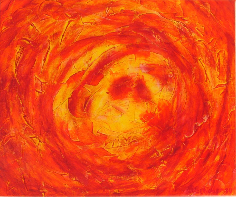 Alfred Schuller: Im Strudel der SonneAcryl auf Leinwand, 45 mm dicker Keilrahmen, 60 x 50 cm