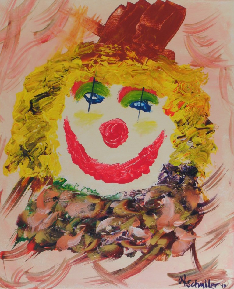 Alfred Schuller: ClownAcryl auf Leinwand auf Keilrahmen, Mischtechnik, 64 x 55 cm