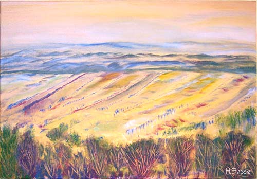 Heino Basse: LandschaftEntstanden: 2006  Medium: Acryl auf Leinwand Gre: 60 x 90 cm