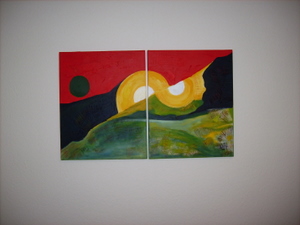 Franz-Josef Gcke: SonnenlaufAcryl Leinwand Duett 2x 40x50 cm
