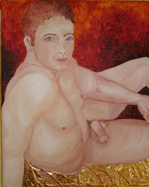 Hans-Jürgen Bernhard: JünglingÖl auf Leinwand, teivergoldet; 24x30 cm; 2011