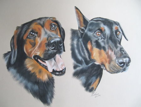 Gaby Lukas: Zwei gute FreundeHundeportraits in Pastell A 2